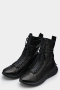 Puro | Front zip high top leather sneakers