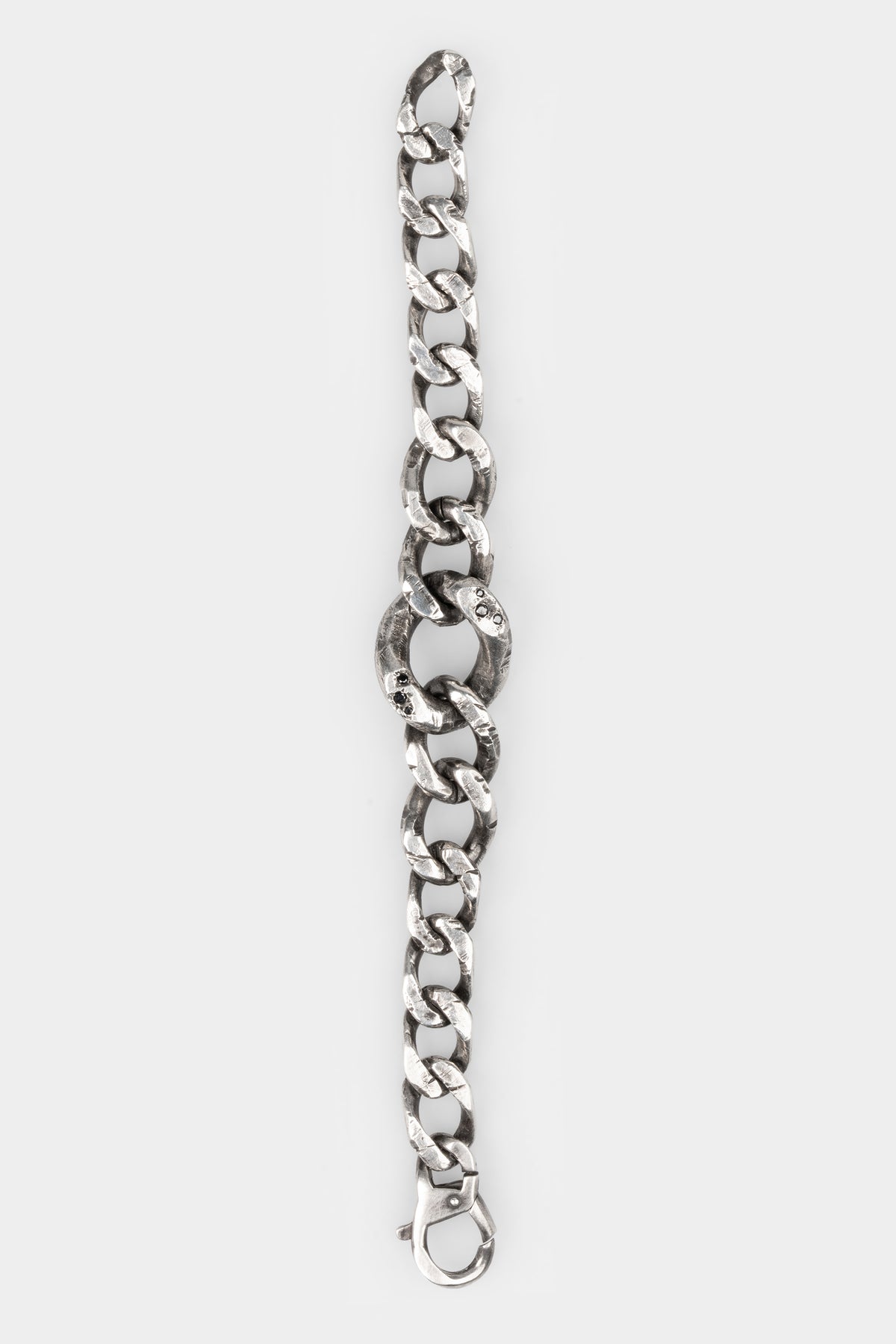 Large chain black diamond bracelet