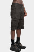 Never Enough | SS25 - Coated crinkled linen shorts, Brown, MBE012