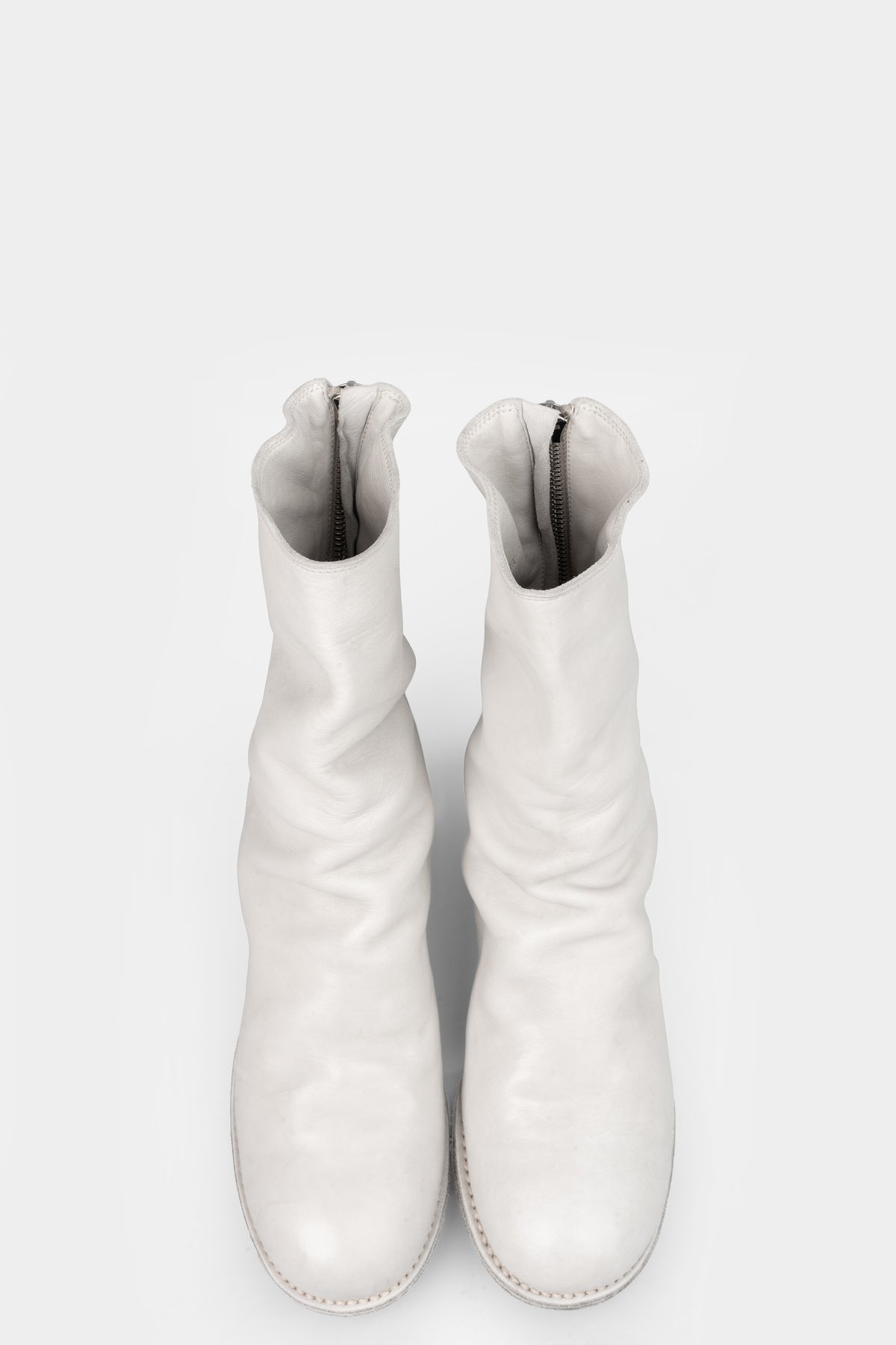 Back zip leather boots | 788X, Light Grey