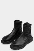 Pocket leather asymmetrical zip boots