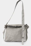 Large horse leather zip shoulder bag, Dirty grey