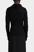 Julius_7 | AW25 - Ribbed wool draped asymmetrical sweater, 917KNM2