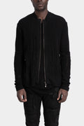 Blackmerle | AW25 - Distressed zip up knit sweater, Black M04-125BK