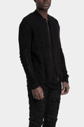 Blackmerle | AW25 - Distressed zip up knit sweater, Black M04-125BK