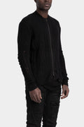 Blackmerle | AW25 - Distressed zip up knit sweater, Black M04-125BK