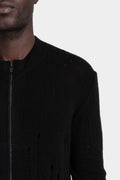 Blackmerle | AW25 - Distressed zip up knit sweater, Black M04-125BK