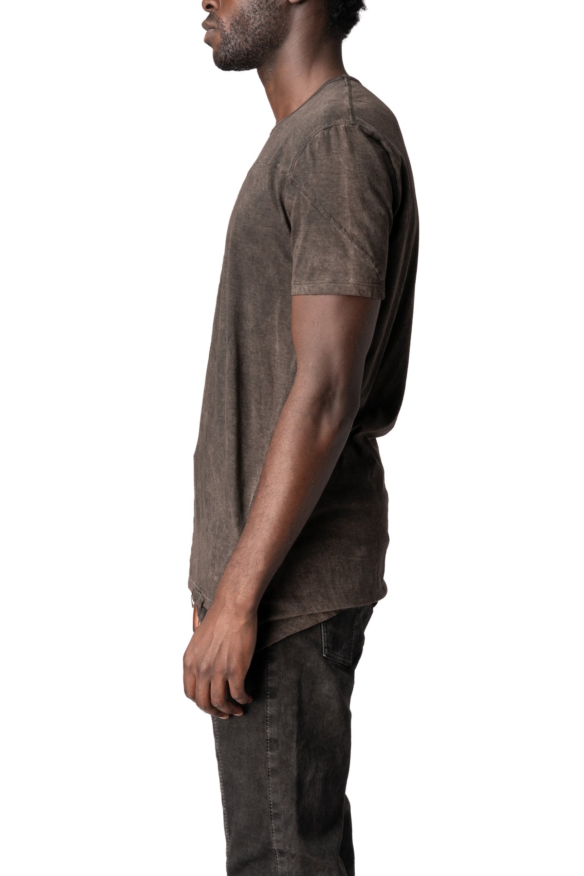 Cross panelled cotton t-shirt, Brown Wash