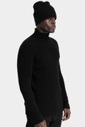 Scar stitch cashmere / silk beanie, Black / Black