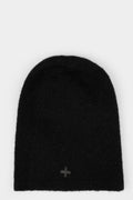 Leather cross cashmere / silk beanie