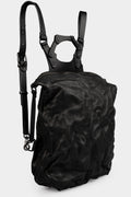 Crinkled leather large backpack