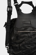 Crinkled leather large backpack
