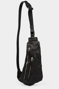 Double zip crossbody leather bag