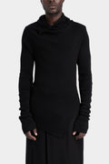 Julius_7 | AW25 - Ribbed wool draped asymmetrical sweater, 917KNM2