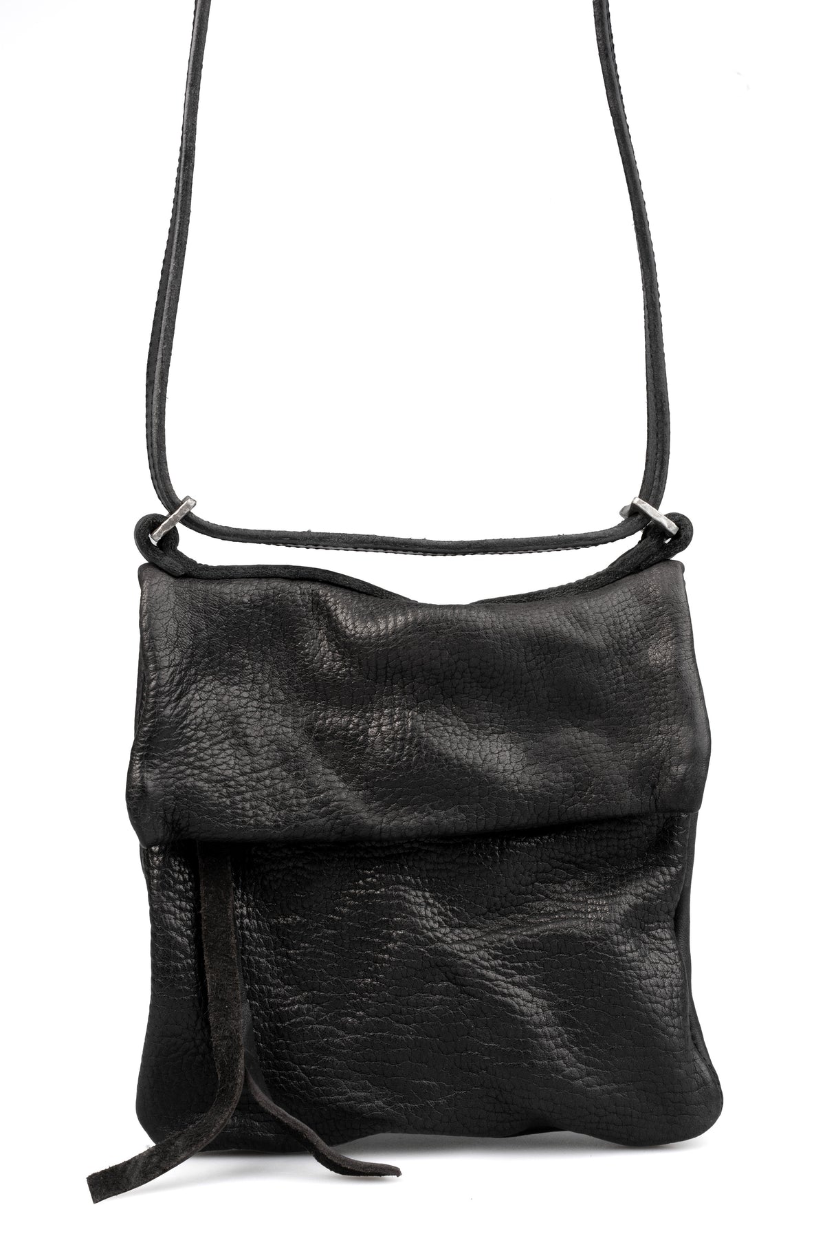 0-Hide | Small folded messenger leather bag, Black F25B3b