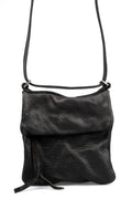 0-Hide | Small folded messenger leather bag, Black F25B3b