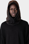 Rib knit retract hood, Inversion black