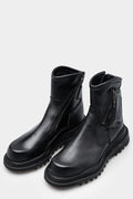 Pocket leather asymmetrical zip boots