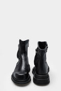 Pocket leather asymmetrical zip boots