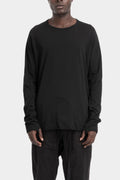 69 by Isaac Sellam | AW25  - Staple spine detail cashmere raglan long sleeve t-shirt, ROYAL LST NOIR MIRE