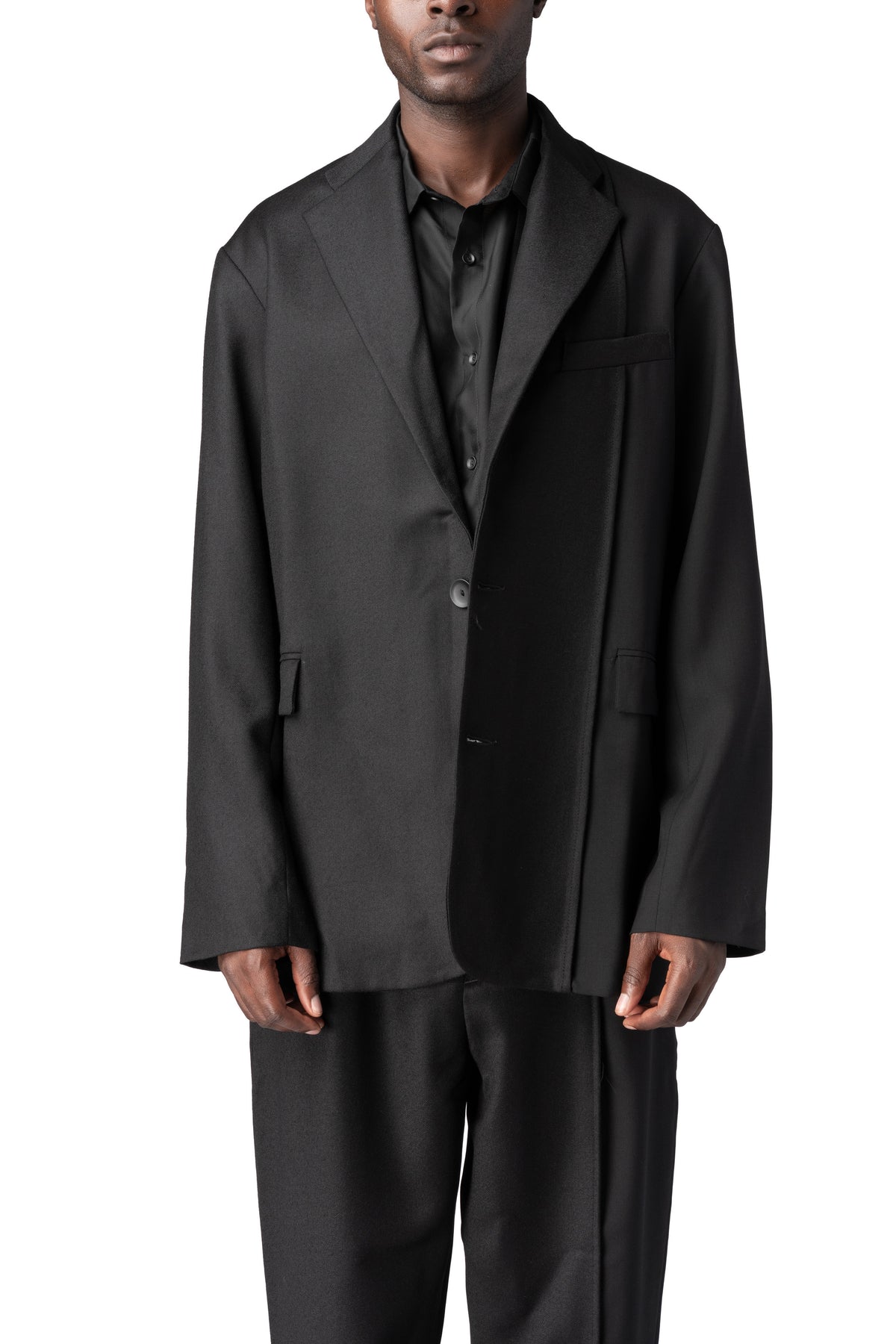 Andrea Ya'Aqov | AW26 - Oversized panelled virgin wool blazer, Black 26MDUT32