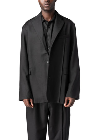 Andrea Ya'Aqov | AW26 - Oversized panelled virgin wool blazer, Black 26MDUT32