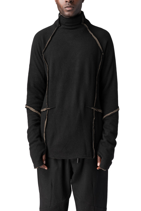 Andrea Ya'Aqov | AW26 - Double layer knitted turtleneck, Black & Mushroom Brown 26MFOL56