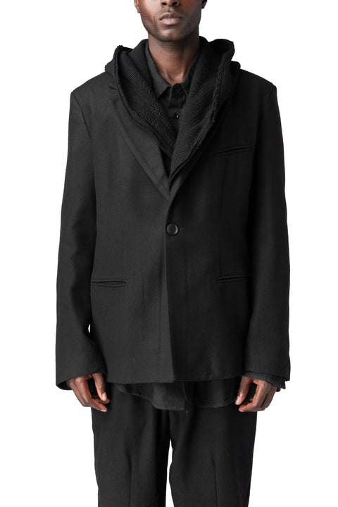 Andrea Ya'Aqov | AW26 - Wool cashmere blazer with hoodie, Black 26MORC64