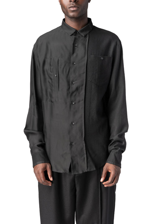 Andrea Ya'Aqov | AW26 - Panelled wool regular fit shirt, Black 26MCIT31
