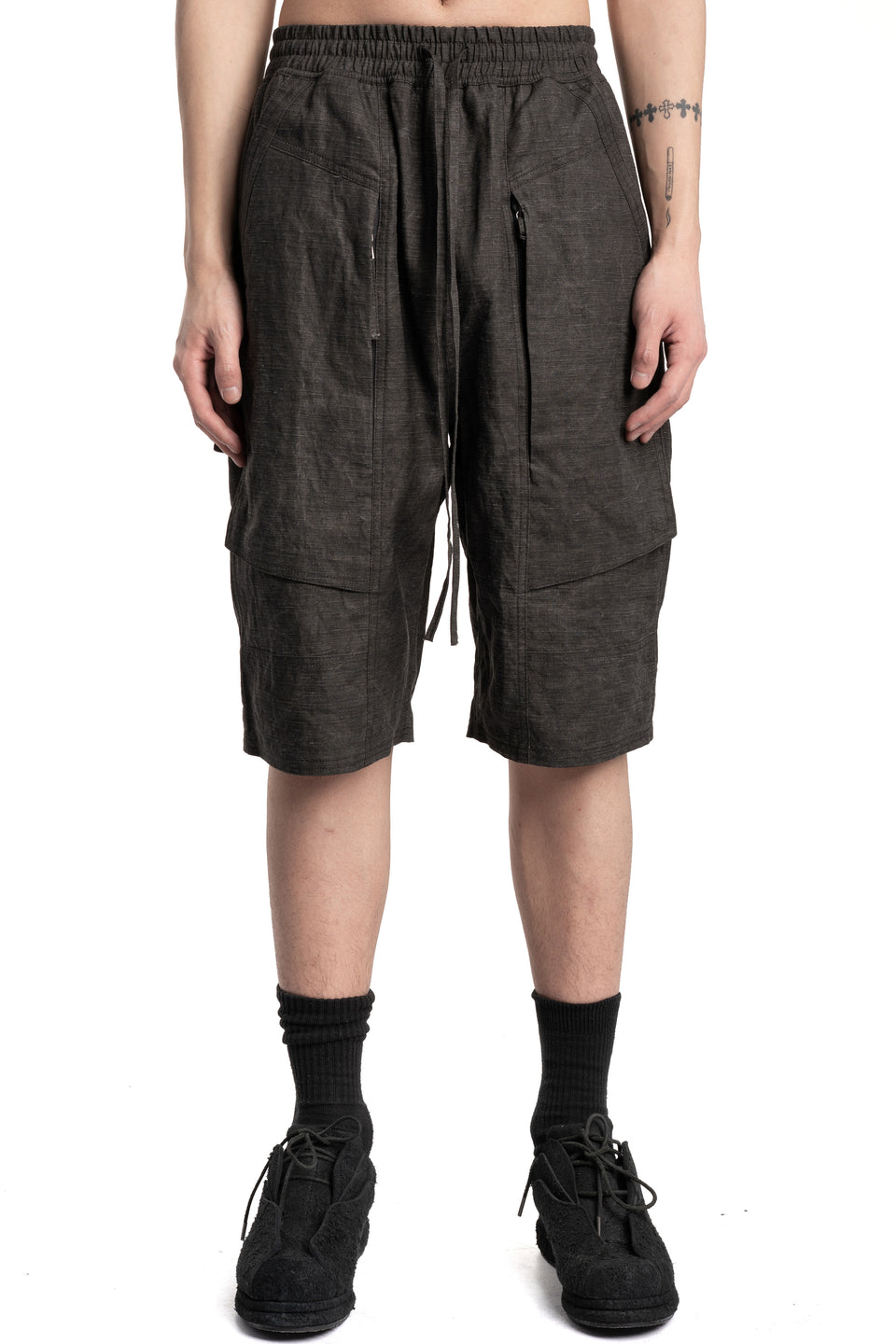 Ink-Coated Flax Fatigue Shorts
