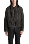 Blackmerle | SS26 - Binchotan Ink Washed Linen Washi Cargo Bomber, 261-J05-353BC