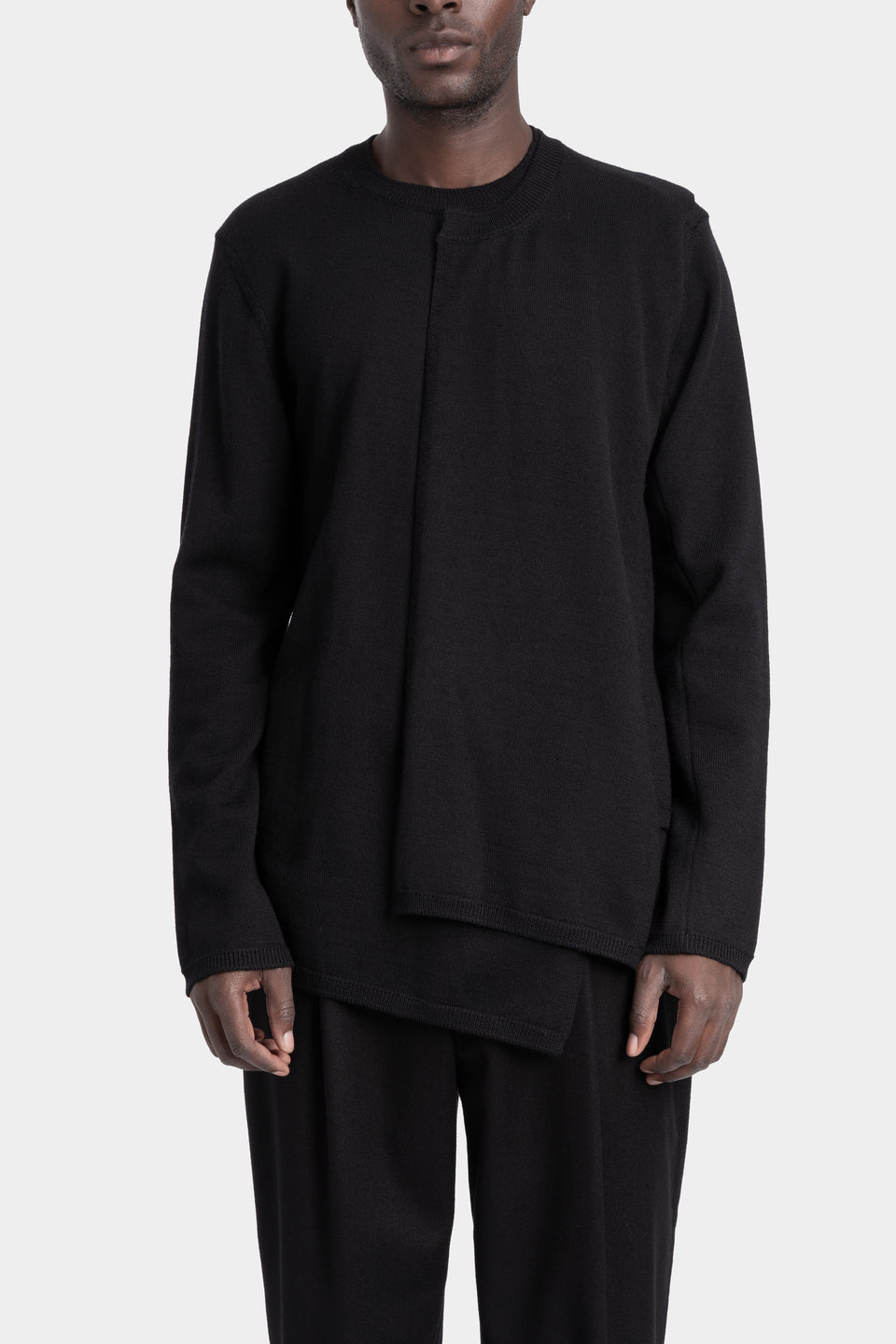 Layered wrap wool knit sweater