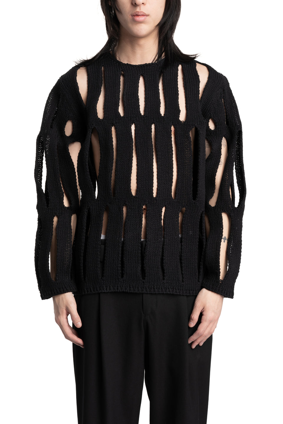 Slit Cut-Out Knit Sweater