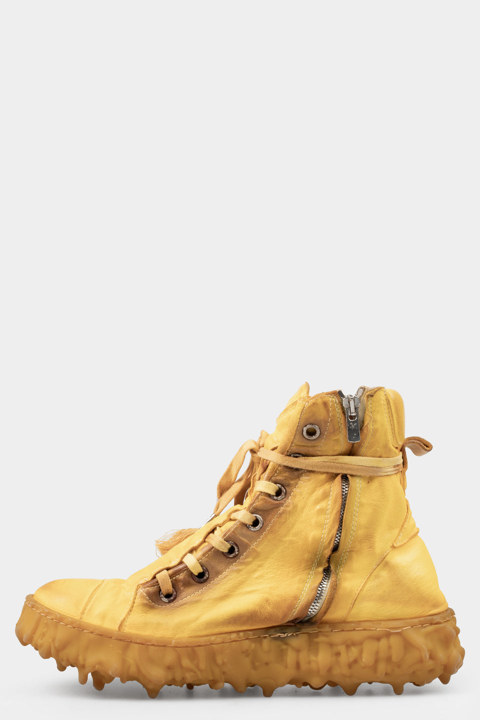 High top melt sole laced sneakers, Lemon Yellow
