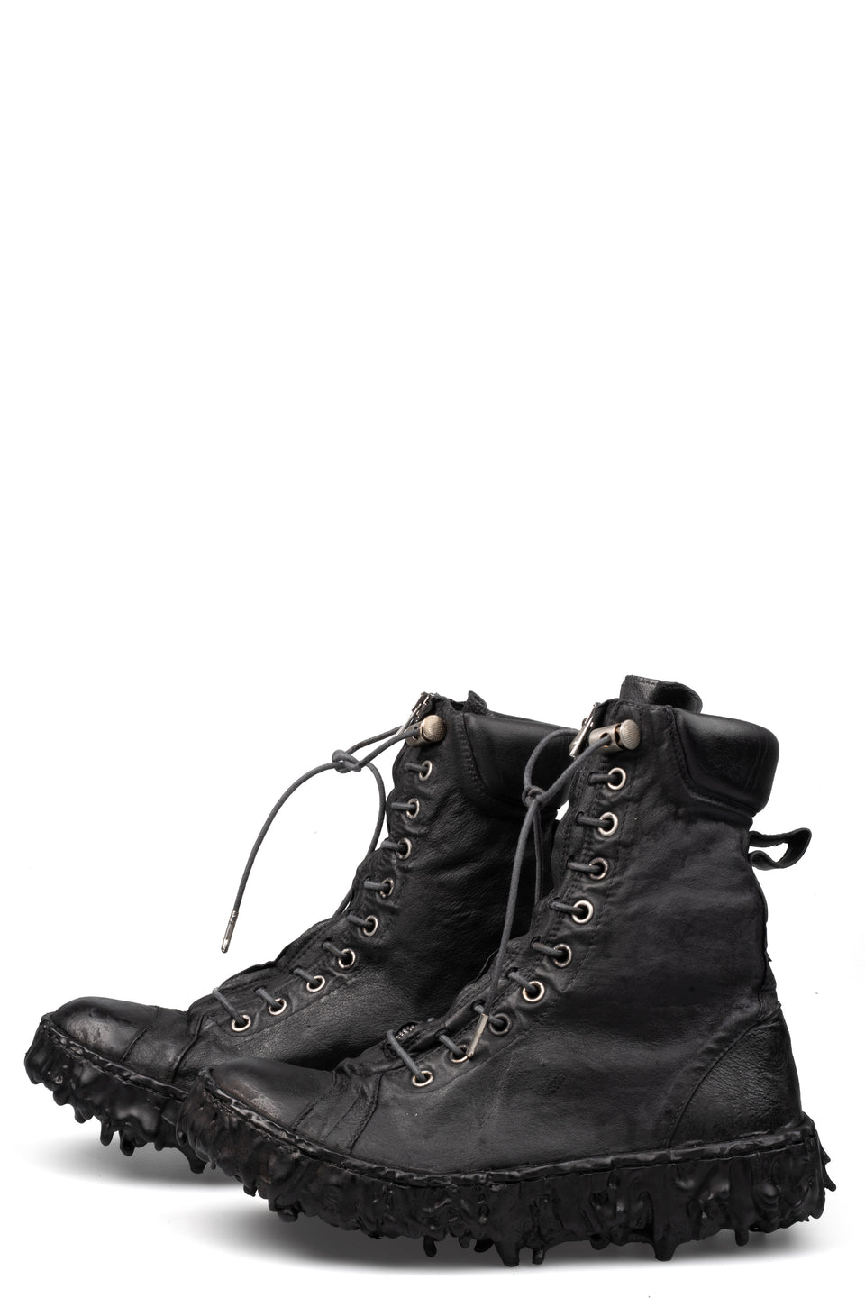 High top melt sole front zip sneakers, Coal
