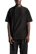 D.Hygen | SS26 - Silk Cotton Washer Double Open Band Collar Half Sleeve Shirt, ST102-0626S