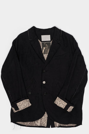 Frayed structured cotton blazer