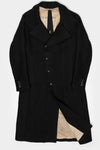 High neck long hemp wool coat