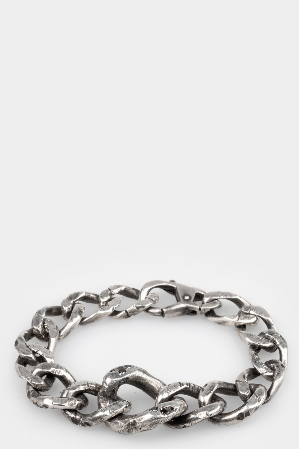 Large chain black diamond bracelet