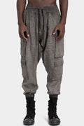 Linen cargo pants, Black marble