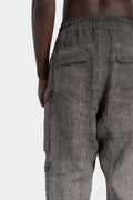Linen cargo pants, Black marble