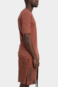 Tonal stitch cotton t-shirt, Red wood