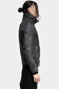 Scar stitch horse leather biker jacket, Overdyed Black