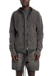 Contrast zip up hood sweater, Dark used grey