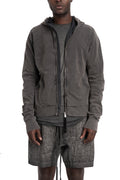 Contrast zip up hood sweater, Dark used grey