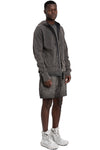 Contrast zip up hood sweater, Dark used grey