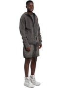 Contrast zip up hood sweater, Dark used grey