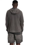 Thom Krom | SS26 - Contrast zip up hood sweater, Dark used grey MSJ694