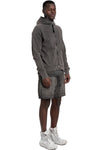Contrast zip up hood sweater, Dark used grey