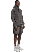 Contrast zip up hood sweater, Dark used grey